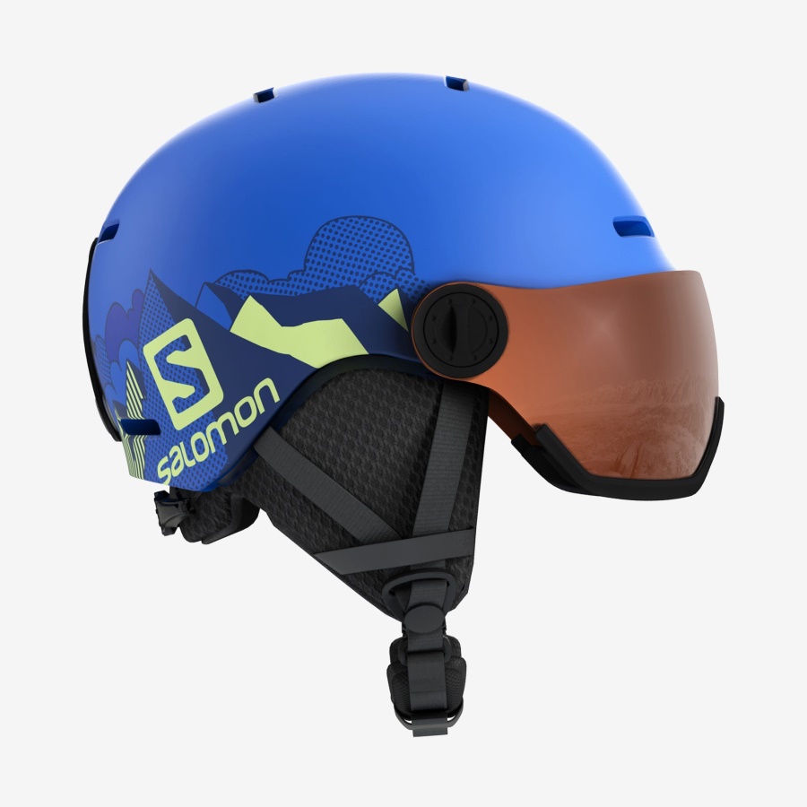 Junior-Kids' Helmet Grom Visor Pop Blue Mat
