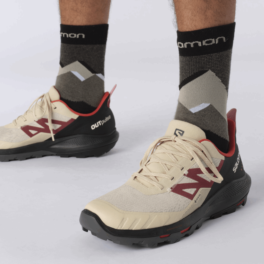 Men's Hiking Shoes Outpulse Gore-Tex Bleached Sand-Black-Poppy Red