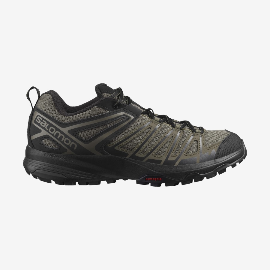 Men's Hiking Shoes X Crest Bungee Cord-Black-Peat