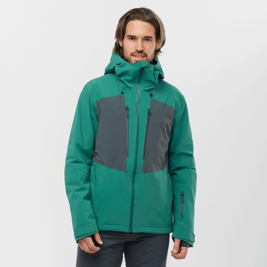 Men's Insulated Hooded Jacket Highland Pacific-Ebony