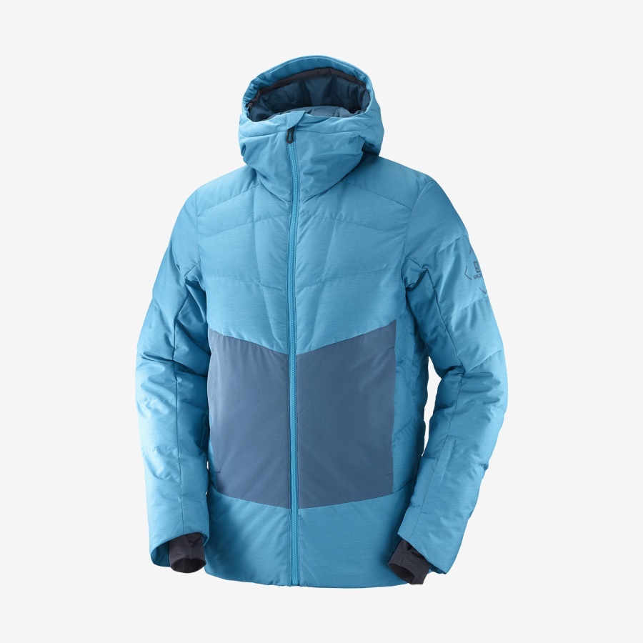 Men's Insulated Hooded Jacket Snowshelter Barrier Reef-Blue-Heather