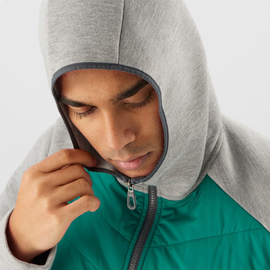 Men's Midlayer Jacket With Hood Essential Xwarm Hybrid Grey-Heather