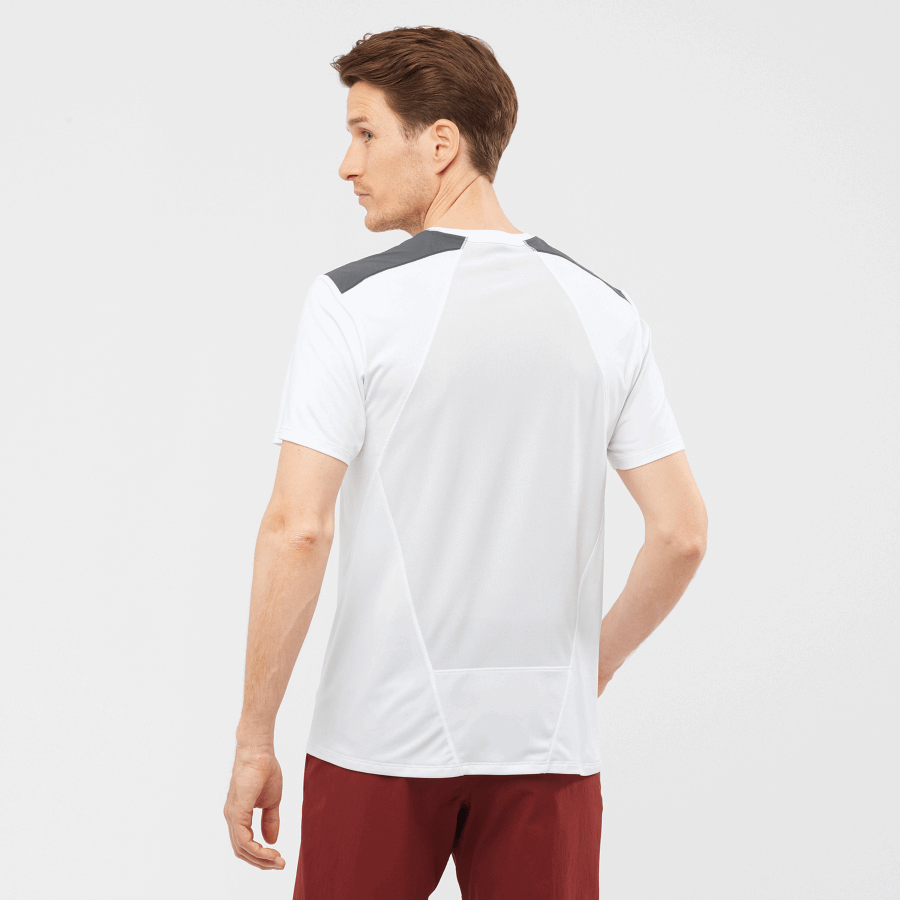 Men's Short Sleeve T-Shirt Outline White-Ebony