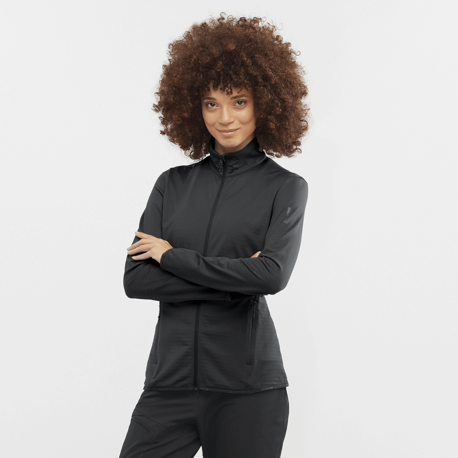 Women's Full Zip Midlayer Jacket Essential Lightwarm Deep Black