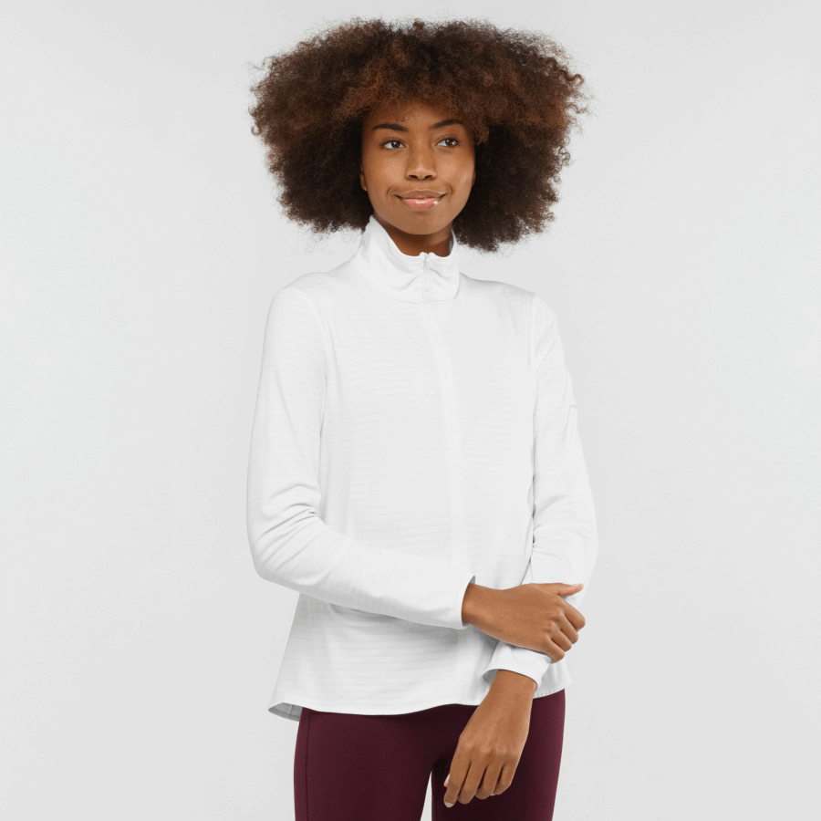 Women's Half Zip Midlayer Jacket Essential Lightwarm White