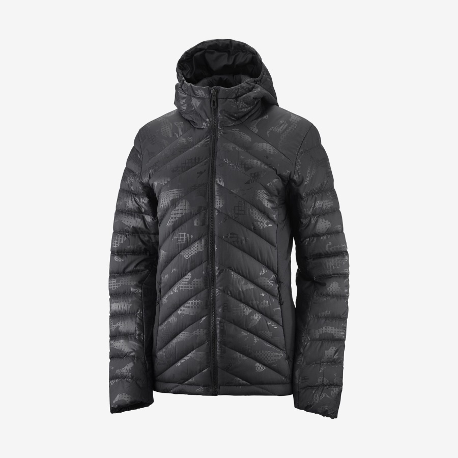Women's Insulated Jacket Hoodie Essential Xwarm Down Black-He