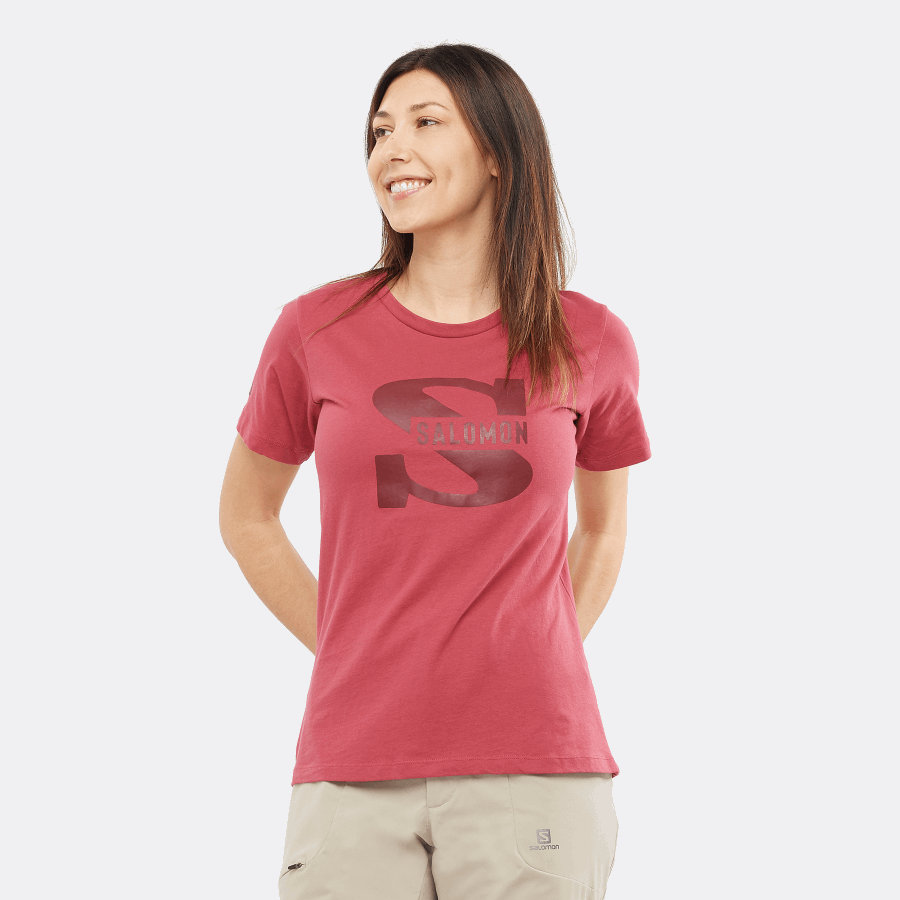 Women's Short Sleeve T-Shirt Outlife Big Logo Earth Red